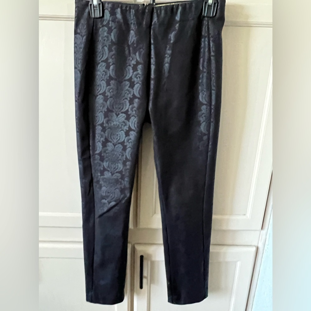 Anthropologie Black Tone on Tone Floral Brocade Pants - Picture 1 of 6